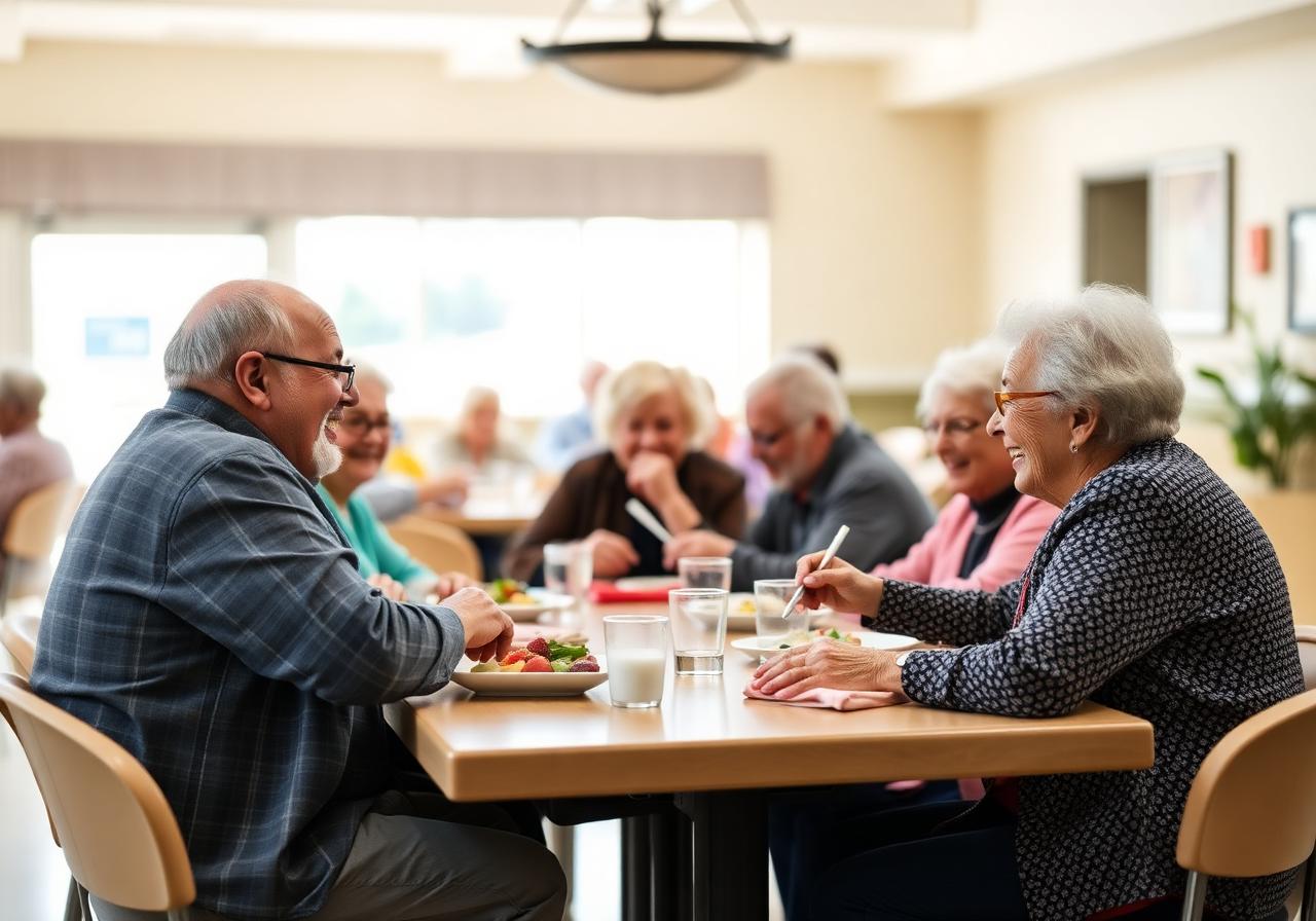 Seniors enjoying a community lunch